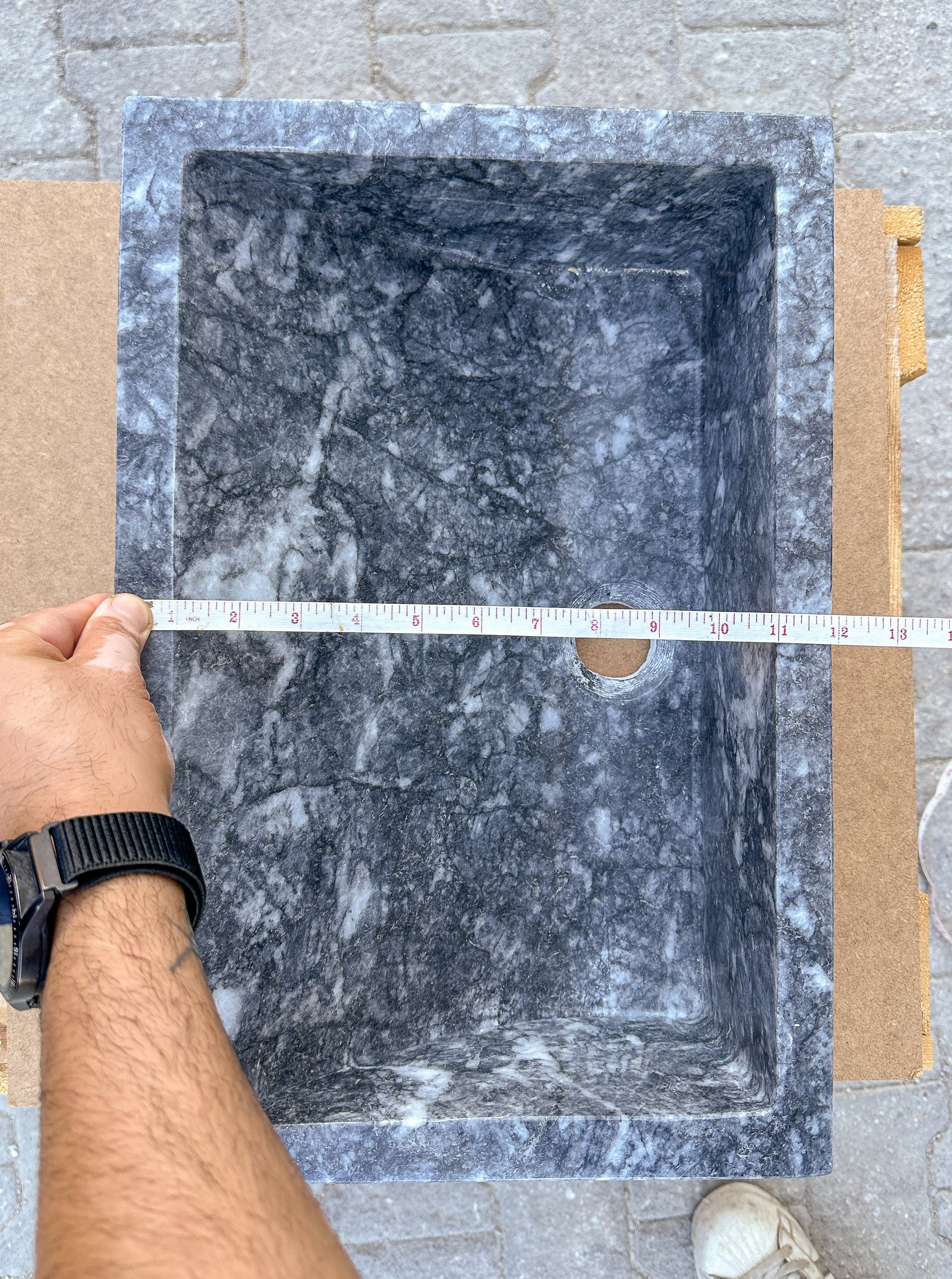 Bursa Gray Marble Rectangular Stone Sink Polished (W)12" (L)18" (H)6" by GobekDesign