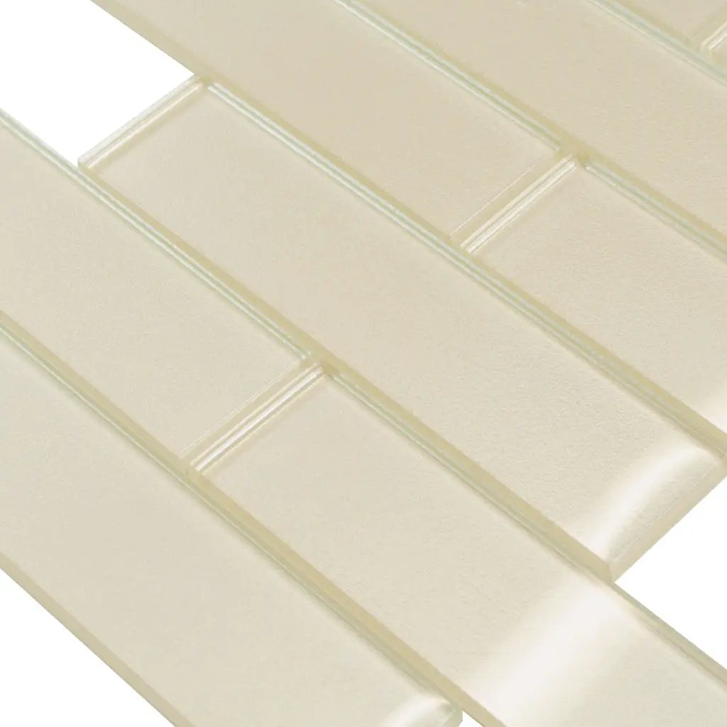 Chiffon White 12x12 Glossy Brick Glass Mosaic Tile (5 pack, 4.83 sq ft/case) by Apollo Tile