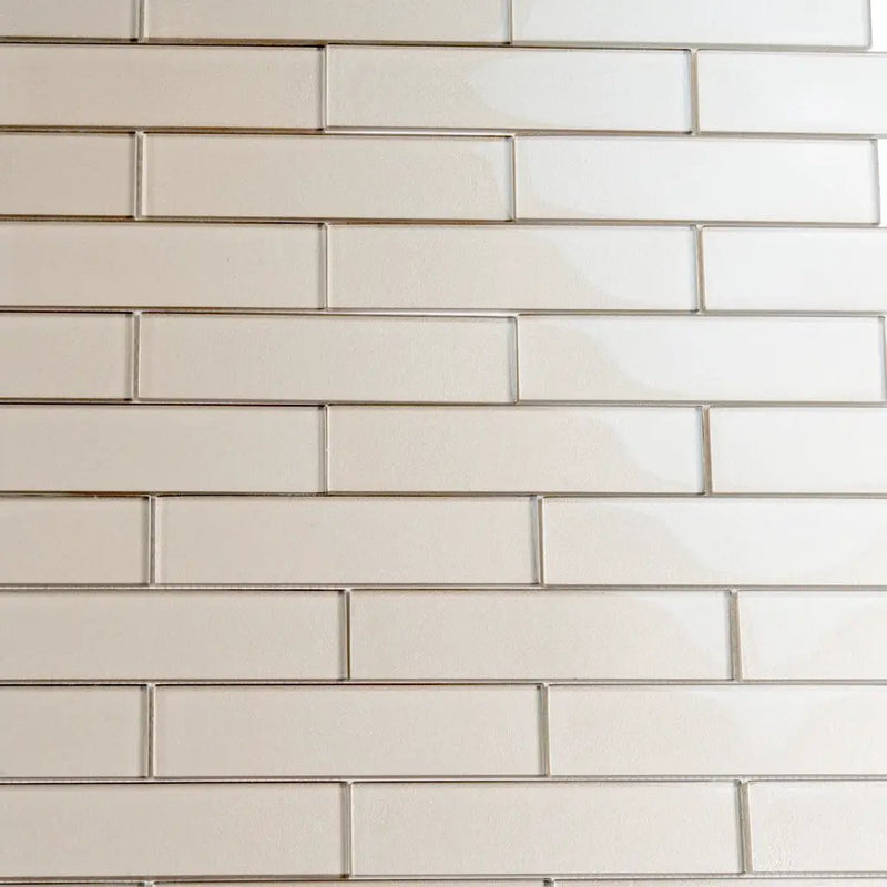 Fossil Gray 12x12 Glossy Brick Glass Mosaic Tile (5 pack, 4.83 sq ft/case) by Apollo Tile