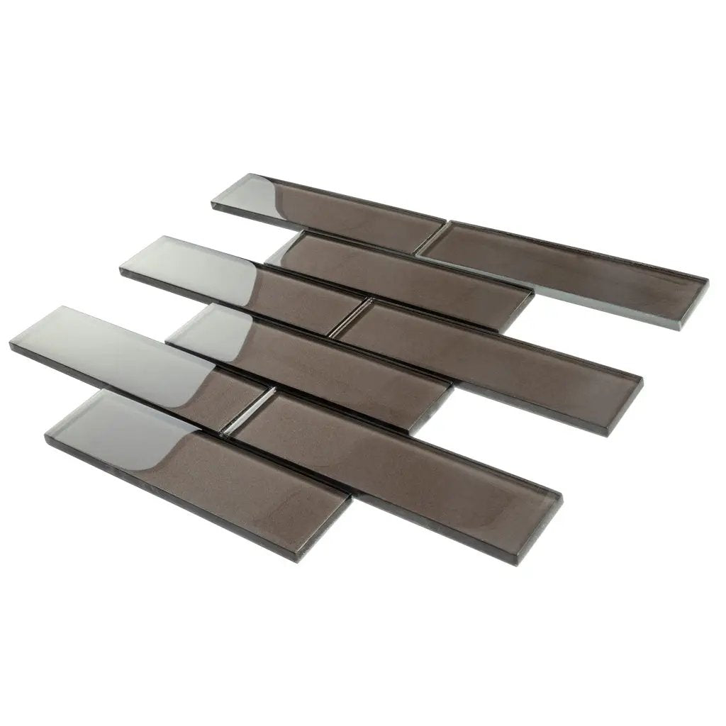 Brown 12x12 Glossy Brick Glass Mosaic Tile (5 pack, 4.83 sq ft/case) by Apollo Tile