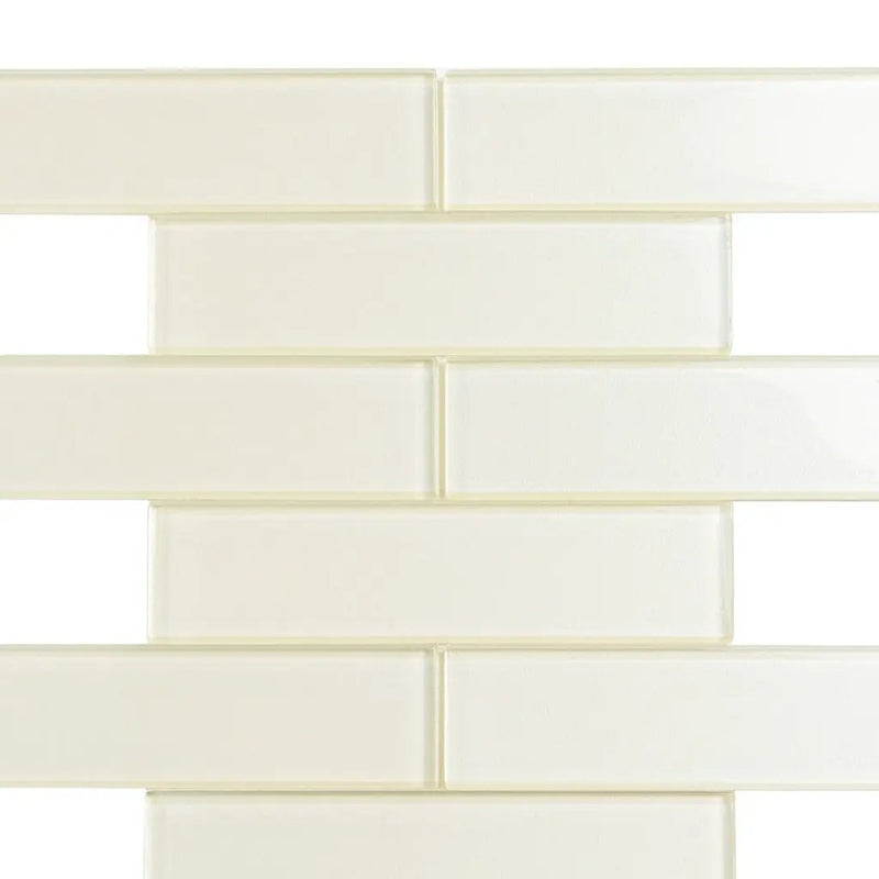 Powder White 12x12 Glossy Brick Glass Mosaic Tile (5 pack, 4.83 sq ft/case) by Apollo Tile