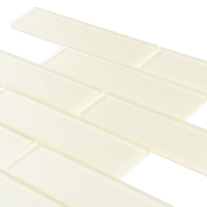 Powder White 12x12 Glossy Brick Glass Mosaic Tile (5 pack, 4.83 sq ft/case) by Apollo Tile