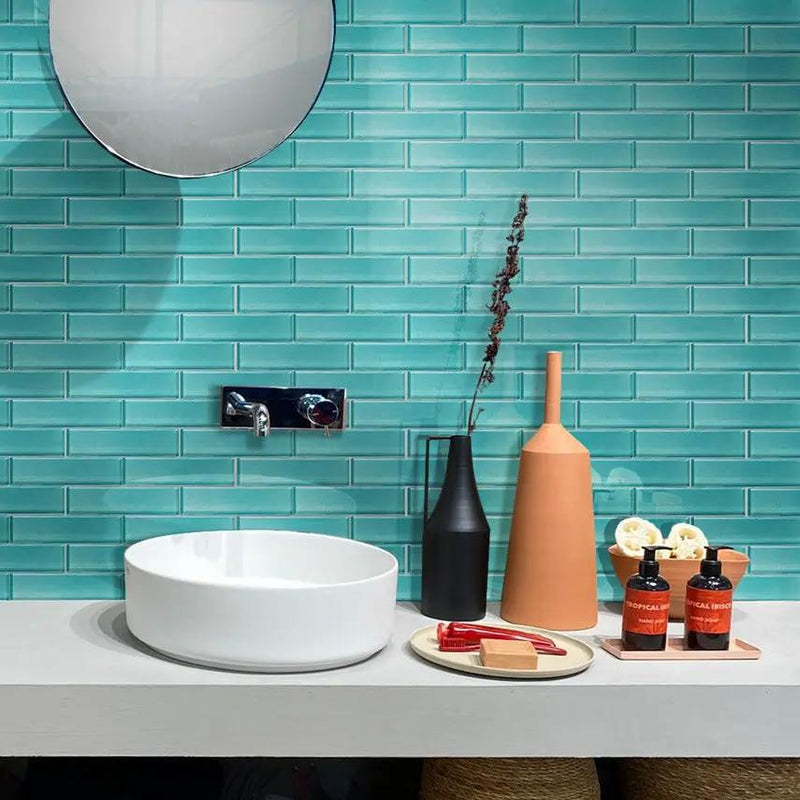 Ocean Blue 12x12 Glossy Glass Mosaic Tile (5 pack, 4.83 sq ft/case) by Apollo Tile
