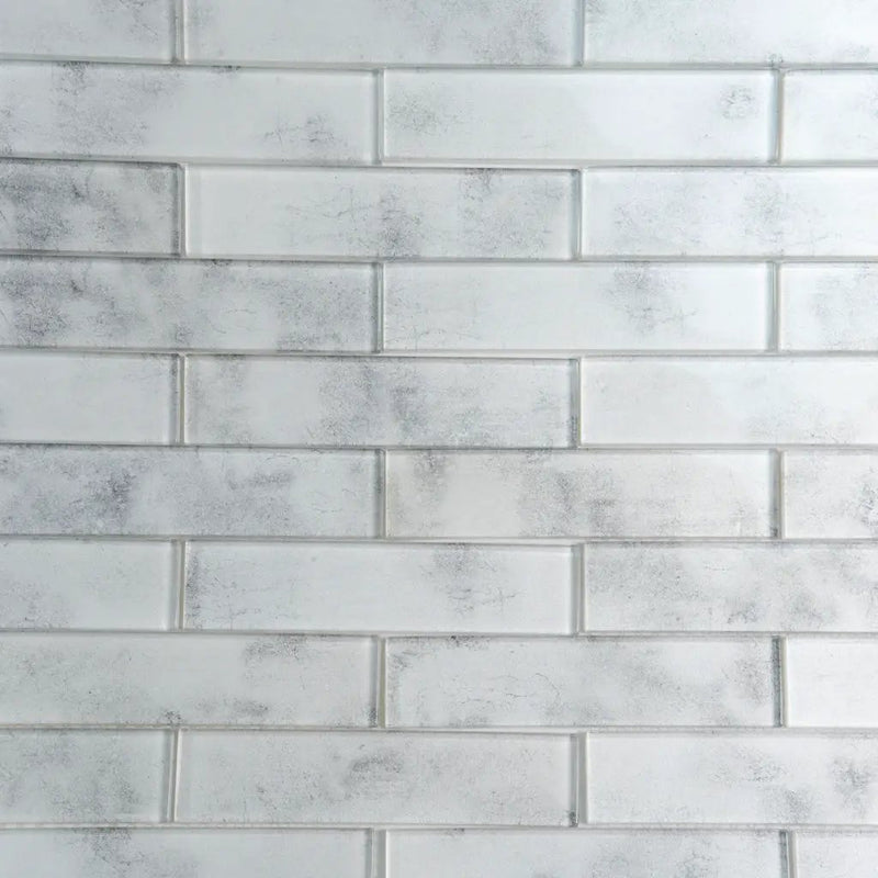 Light Gray 12x12 Brick Glossy Glass Mosaic Tile (5 pack, 4.83 sq ft/case) by Apollo Tile