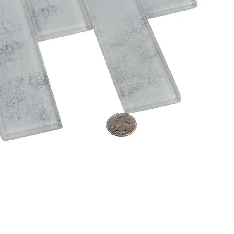 Light Gray 12x12 Brick Glossy Glass Mosaic Tile (5 pack, 4.83 sq ft/case) by Apollo Tile