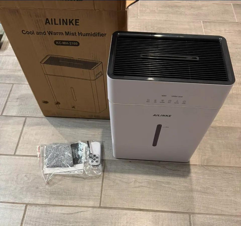 Open Box Humidifiers for Bedroom Large Room, AILINKE Cool and Warm Mist Humidifier 10L/2.64Gal, 12H Timer, 3 Speed, Top Fill, Simulated Flame by Selzalot