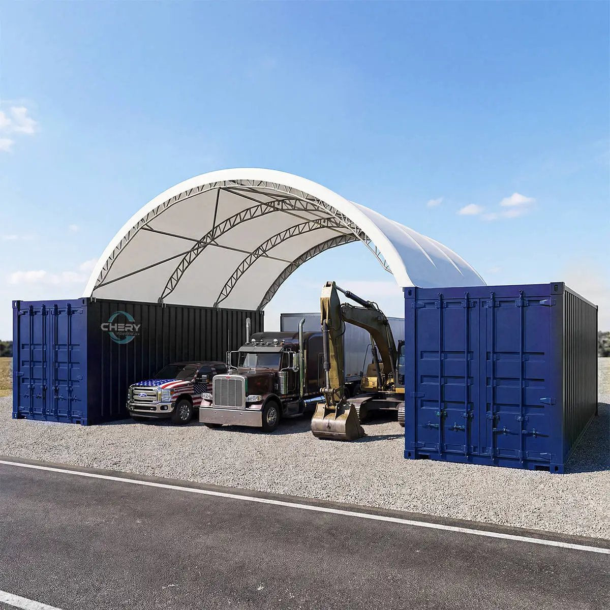 Reinforced 20'x20' Double Truss Container Shelter by Chery Industrial