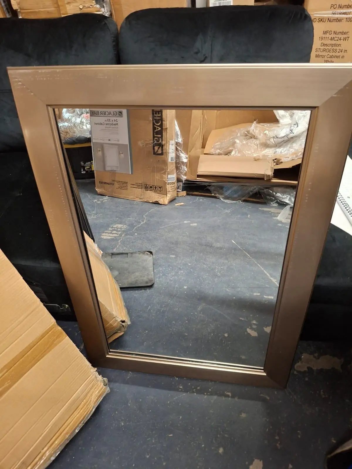 Open Box Glacier Bay 24 in. W x 35 in. H Rectangular PS Framed Wall Bathroom Vanity Mirror in Brushed Nickel (Screws Not Included) by Selzalot