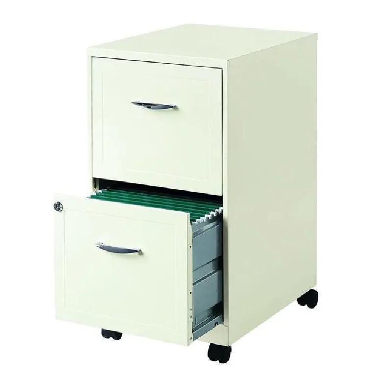 2-Drawer Pearl White Steel File Cabinet with Casters by HomePacific