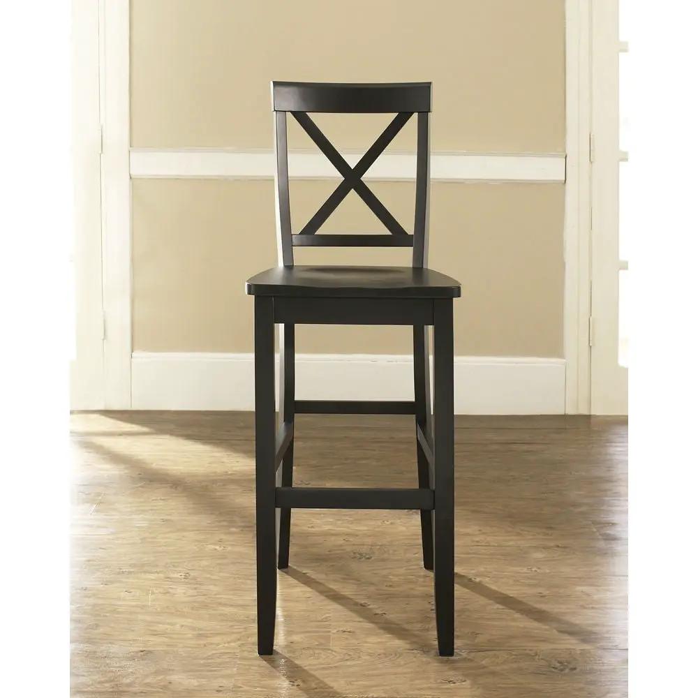 Set of 2 - X-Back Solid Wood 30-inch Barstools in Black Finish by HomePacific