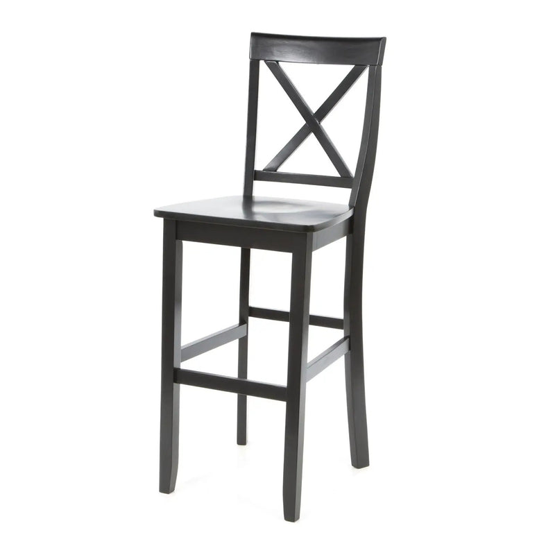 Set of 2 - X-Back Solid Wood 30-inch Barstools in Black Finish by HomePacific