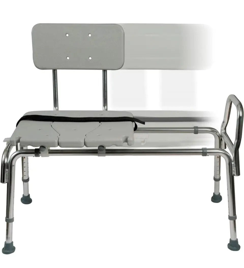 DMI Tub Transfer Bench and Shower Chair with Non Slip Aluminum Body, FSA Eligible, Adjustable Seat Height and Cut Out Access, Holds Weight up to 400 L by Selzalot