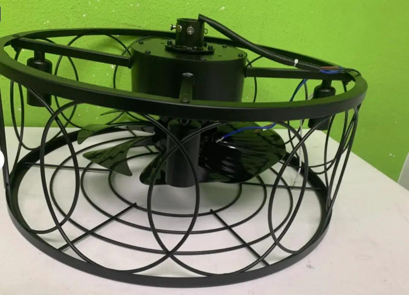 Open Box New Yaretro Caged Ceiling Fan with Lights Industrial Enclosed Blades by Selzalot