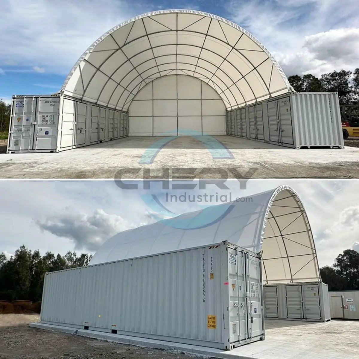 40x40x13 ft Container Shelter with Closed Back Panel by Chery Industrial