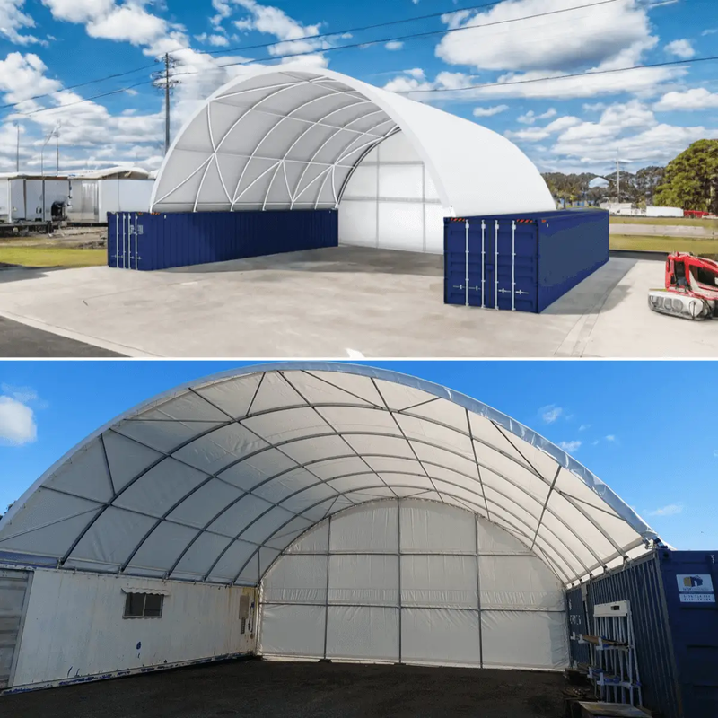 40x40x13 ft Container Shelter with Closed Back Panel by Chery Industrial