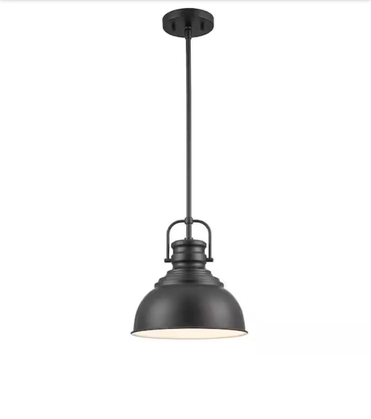 Home Decorators Collection Shelston 10 in. 1-Light Black Farmhouse Pendant Light Fixture with Metal Shade by Selzalot