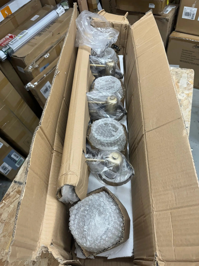 Progress Lighting Calhoun Collection 30-1/4 in. 4-Light Gold Vintage Brass Clear Glass Farmhouse Urban Industrial Bathroom Vanity Light by Selzalot