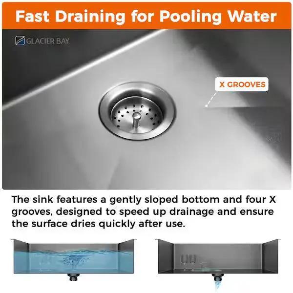 Open Box Glacier Bay 33 in. Drop-In Single Bowl 18 Gauge Gunmetal Black Stainless Steel Kitchen Sink by Selzalot