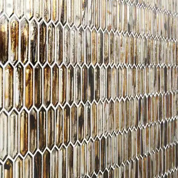 New Sealed Ivy Hill Tile Fargin Golden Crust Elongated Hexagon 12 in. x 10 in. x 7mm Polished Glass Mosaic Tile (0.82 sq. ft.) by Selzalot