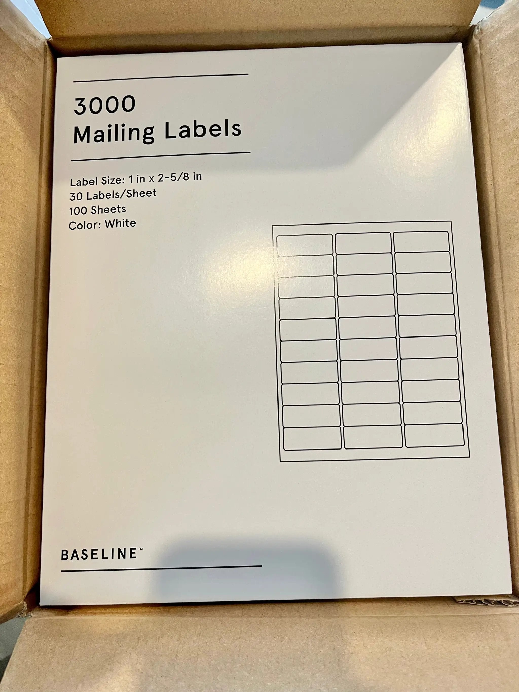 Staples BL58260 Baseline Mailing Labels, White, 3000/Pack by Selzalot