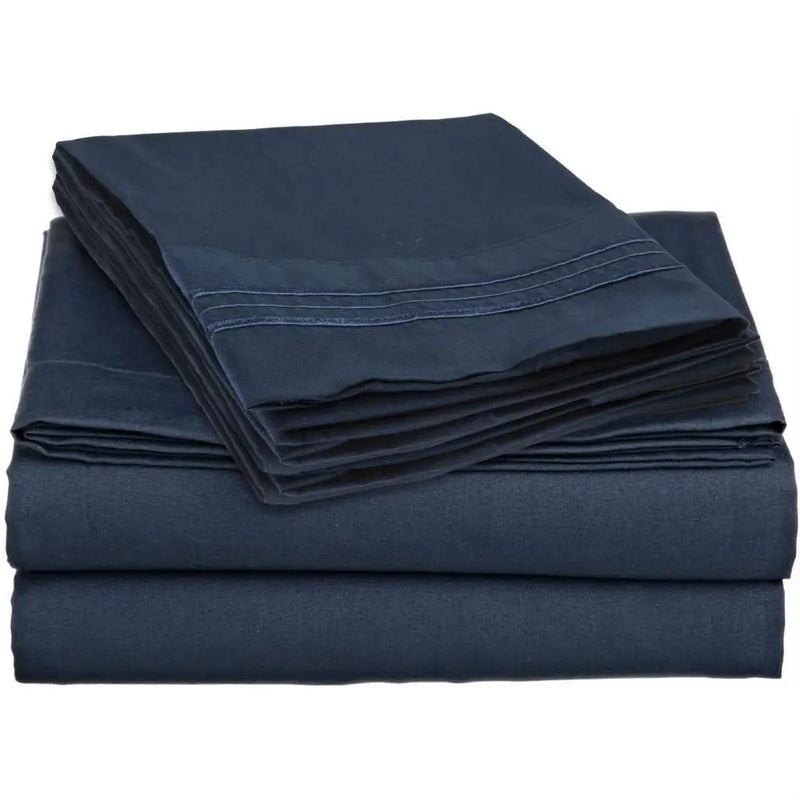 King size 4-Piece Wrinkle-Free Microfiber Sheet Set in Navy Blue by HomePacific