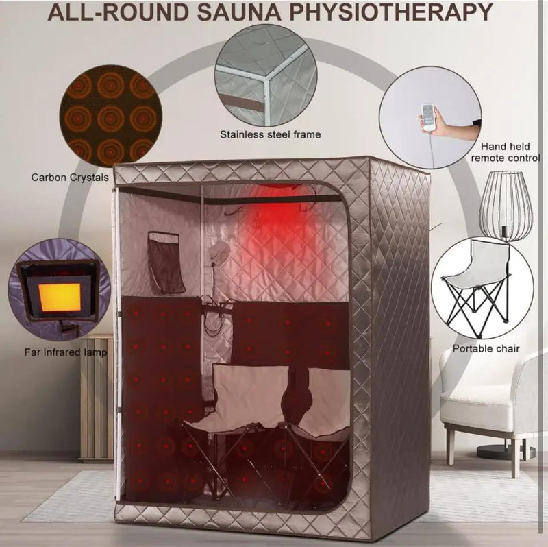 TaTalife Portable 1-2 Person Infrared Saunas for Home, Full Spectrum Infrared Sauna, Full Size Large Space Spa, 2 Portable Upgrade Chair, Oversize Full Body Home Sauna Spa for Relaxation & Detox by Selzalot