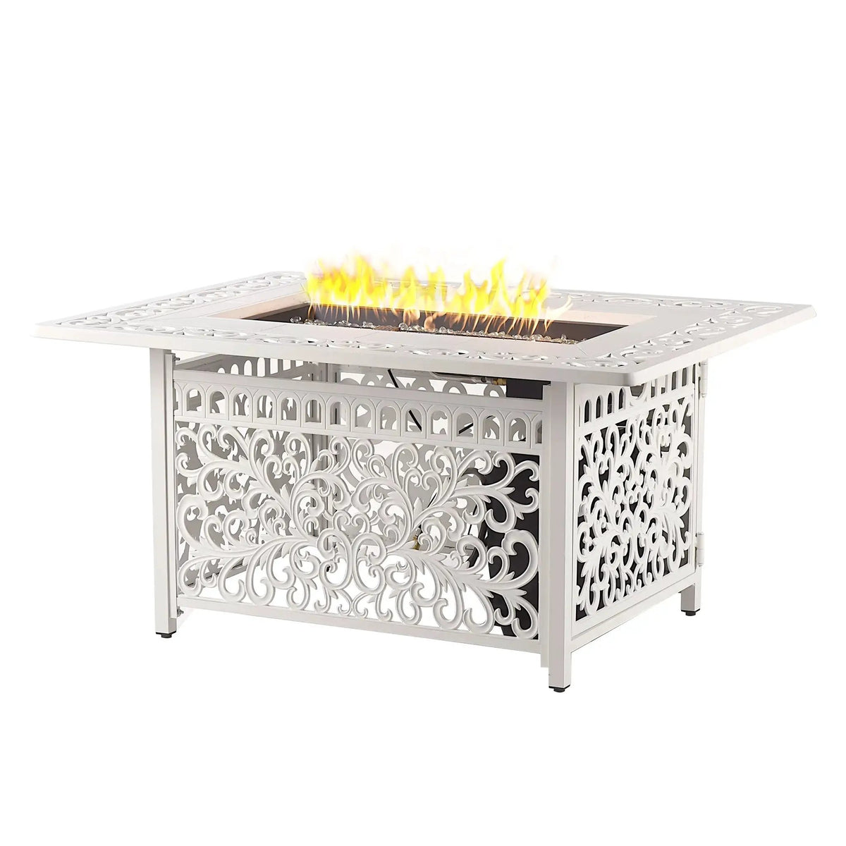 Aluminum 48-in Rectangular Propane Fire Table, Beads, Covers and Lid by Sharicks