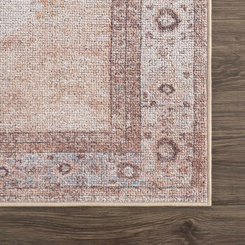 Analu Peach Washable Area Rug by Hauteloom