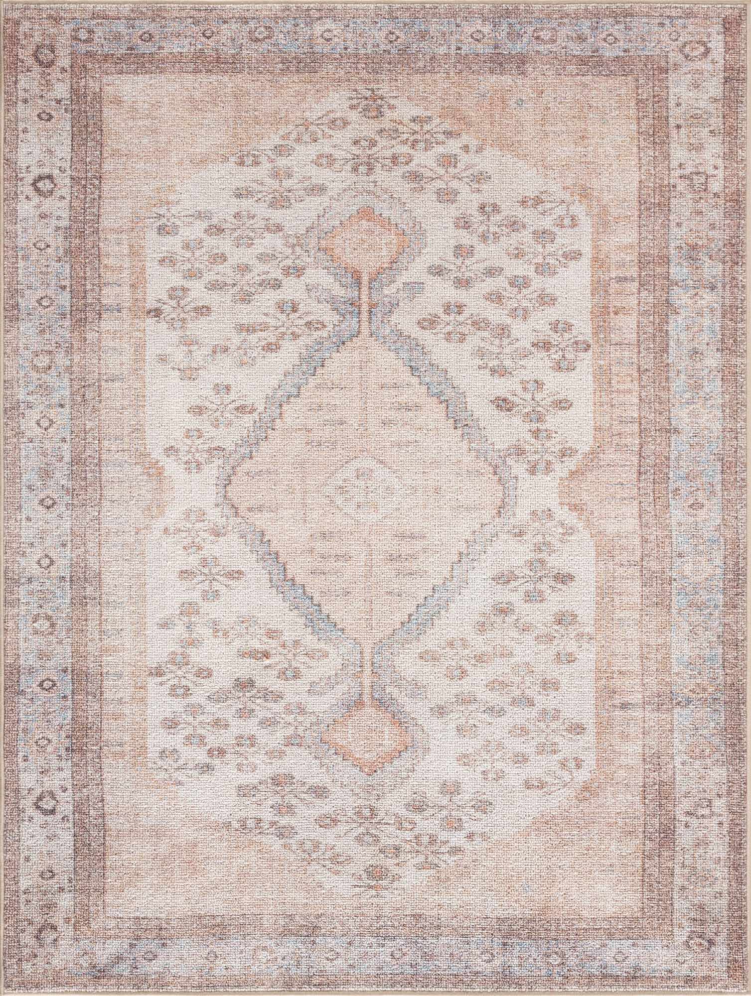 Analu Peach Washable Area Rug by Hauteloom