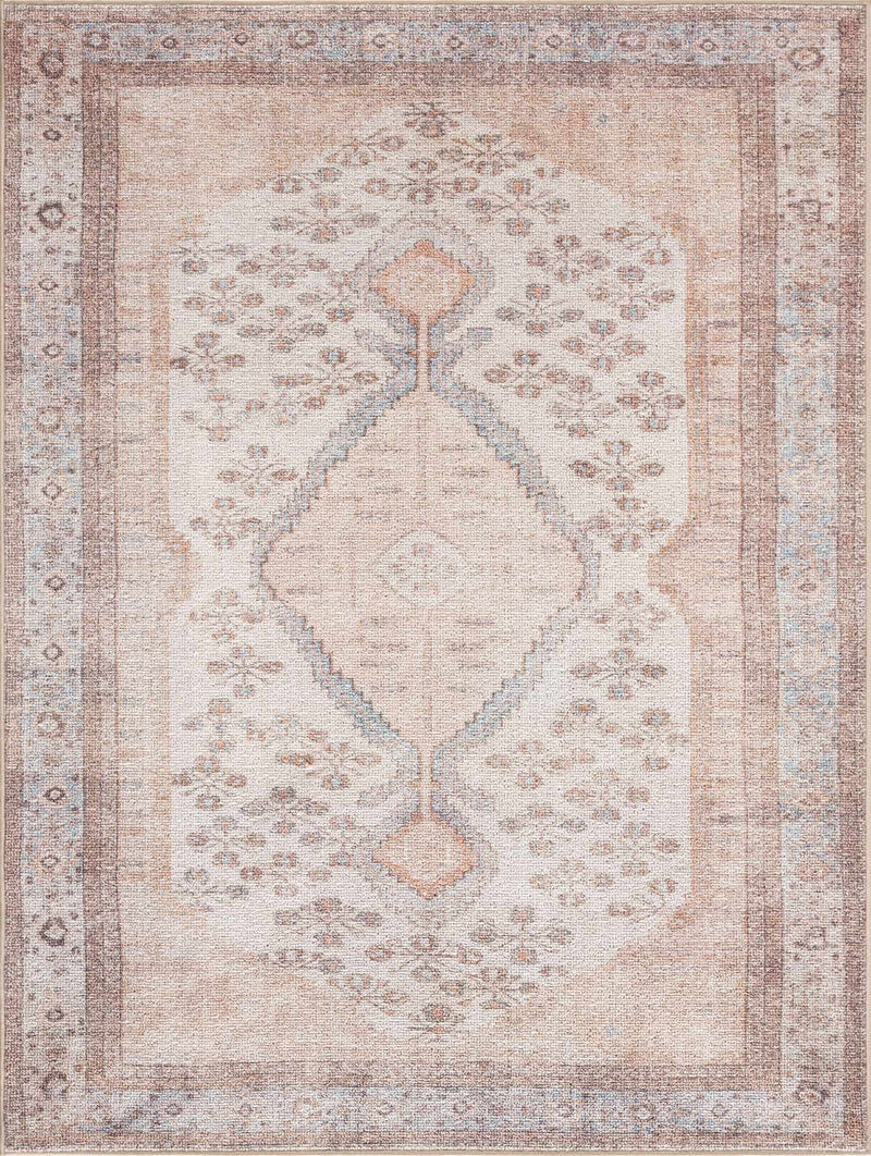 Analu Peach Washable Area Rug by Hauteloom