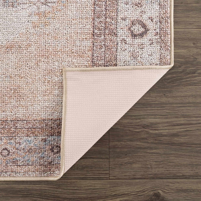 Analu Peach Washable Area Rug by Hauteloom