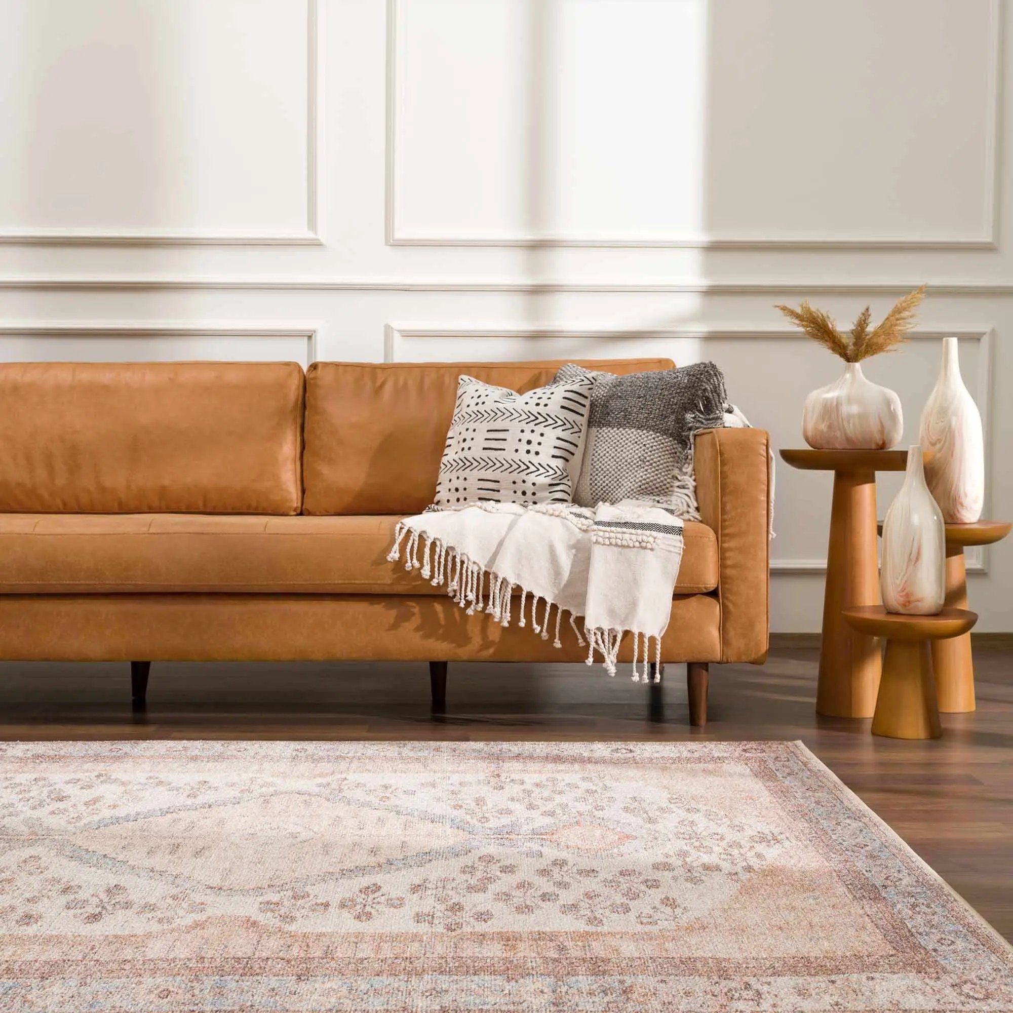 Analu Peach Washable Area Rug by Hauteloom