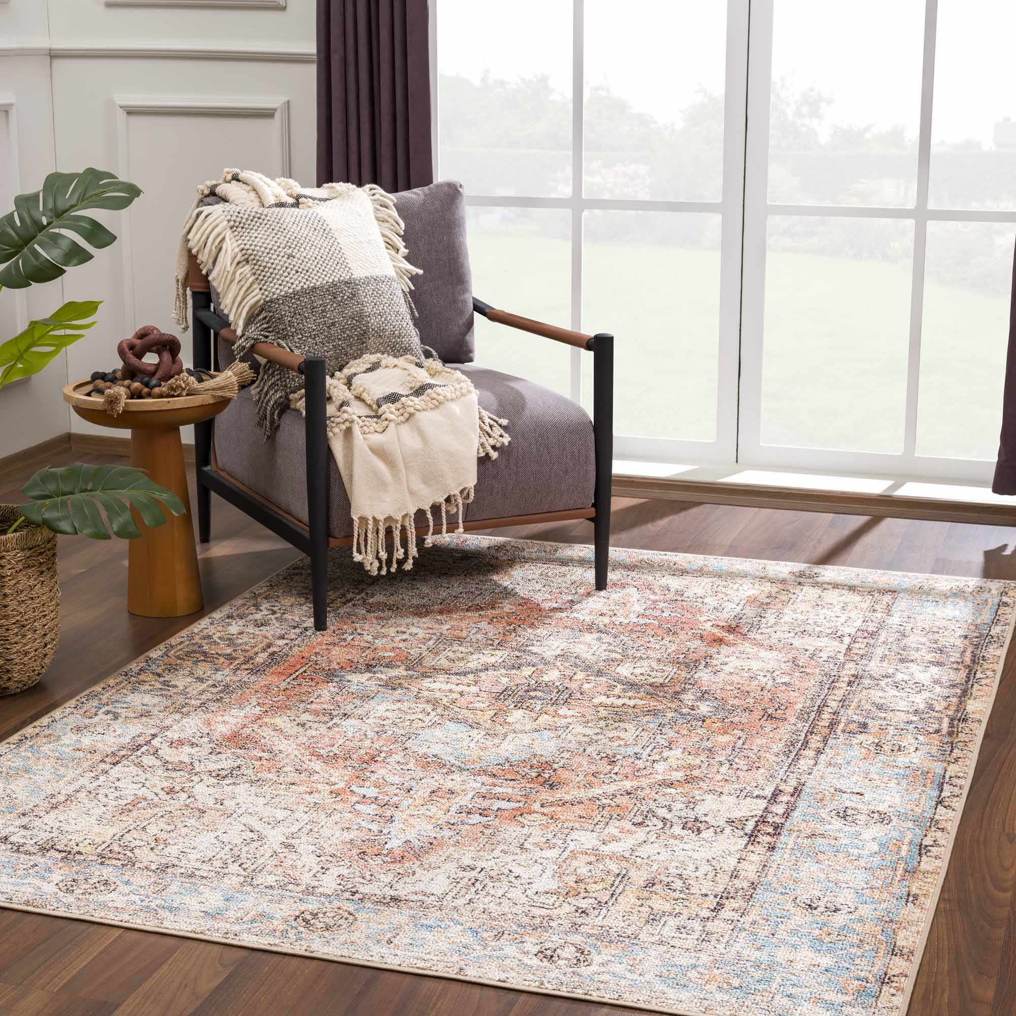 Beck Peach Washable Area Rug by Hauteloom