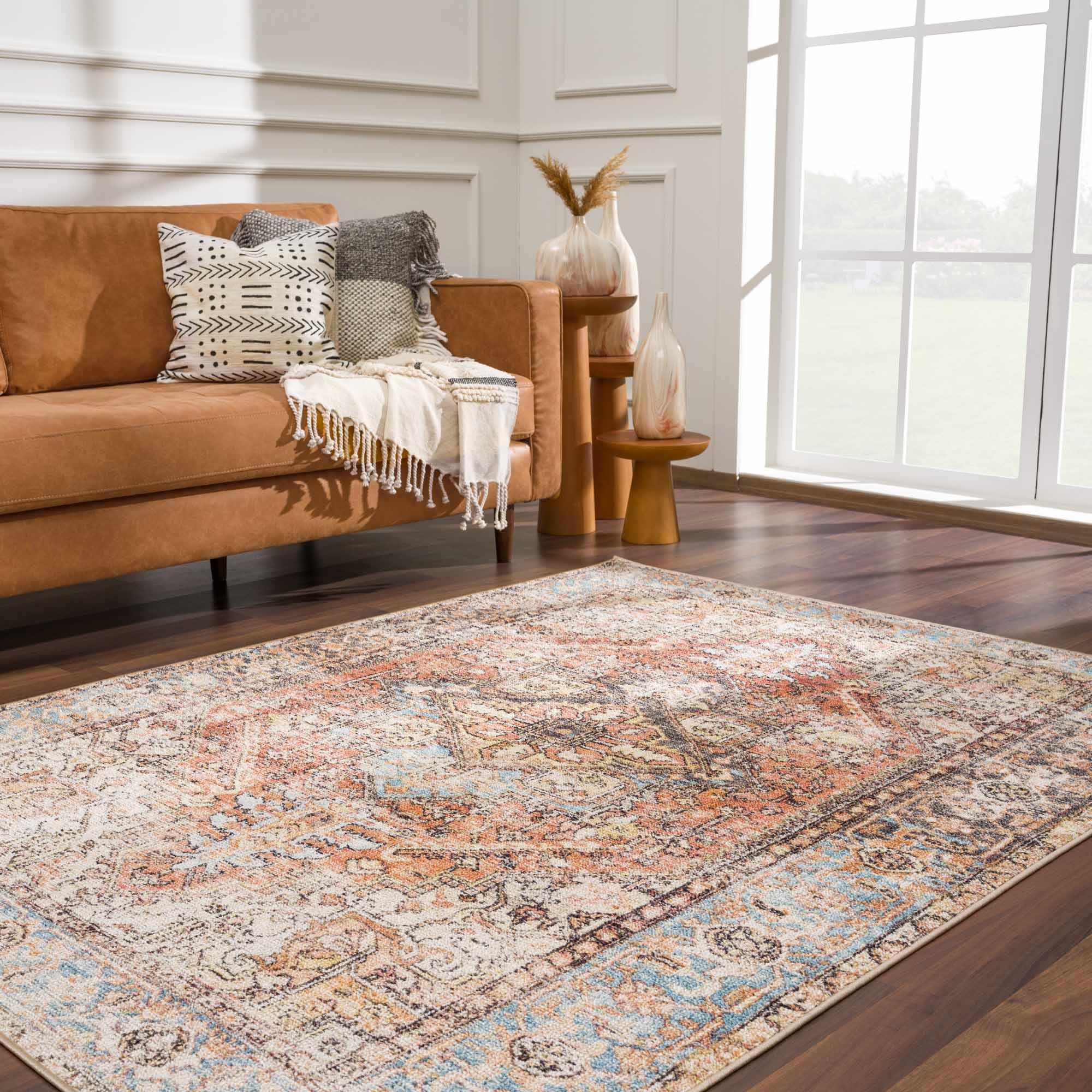 Beck Peach Washable Area Rug by Hauteloom