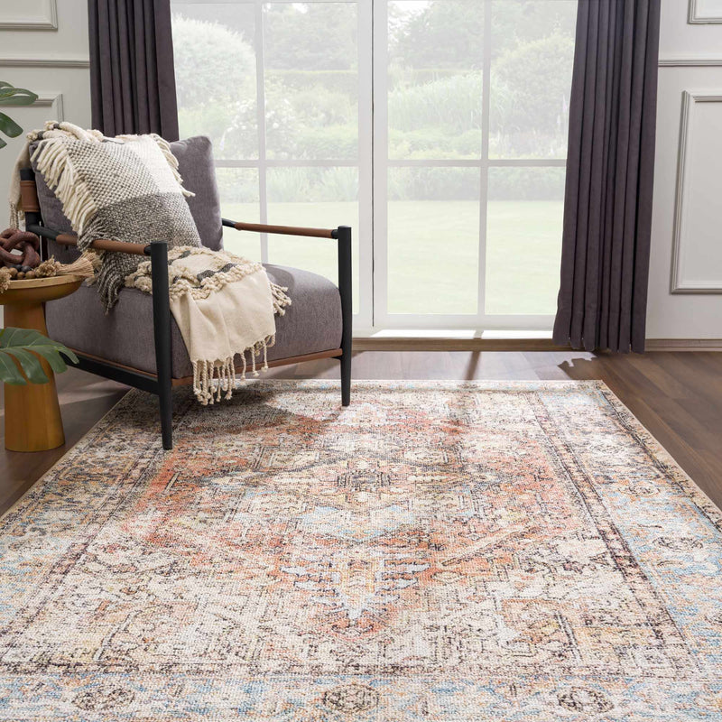 Beck Peach Washable Area Rug by Hauteloom