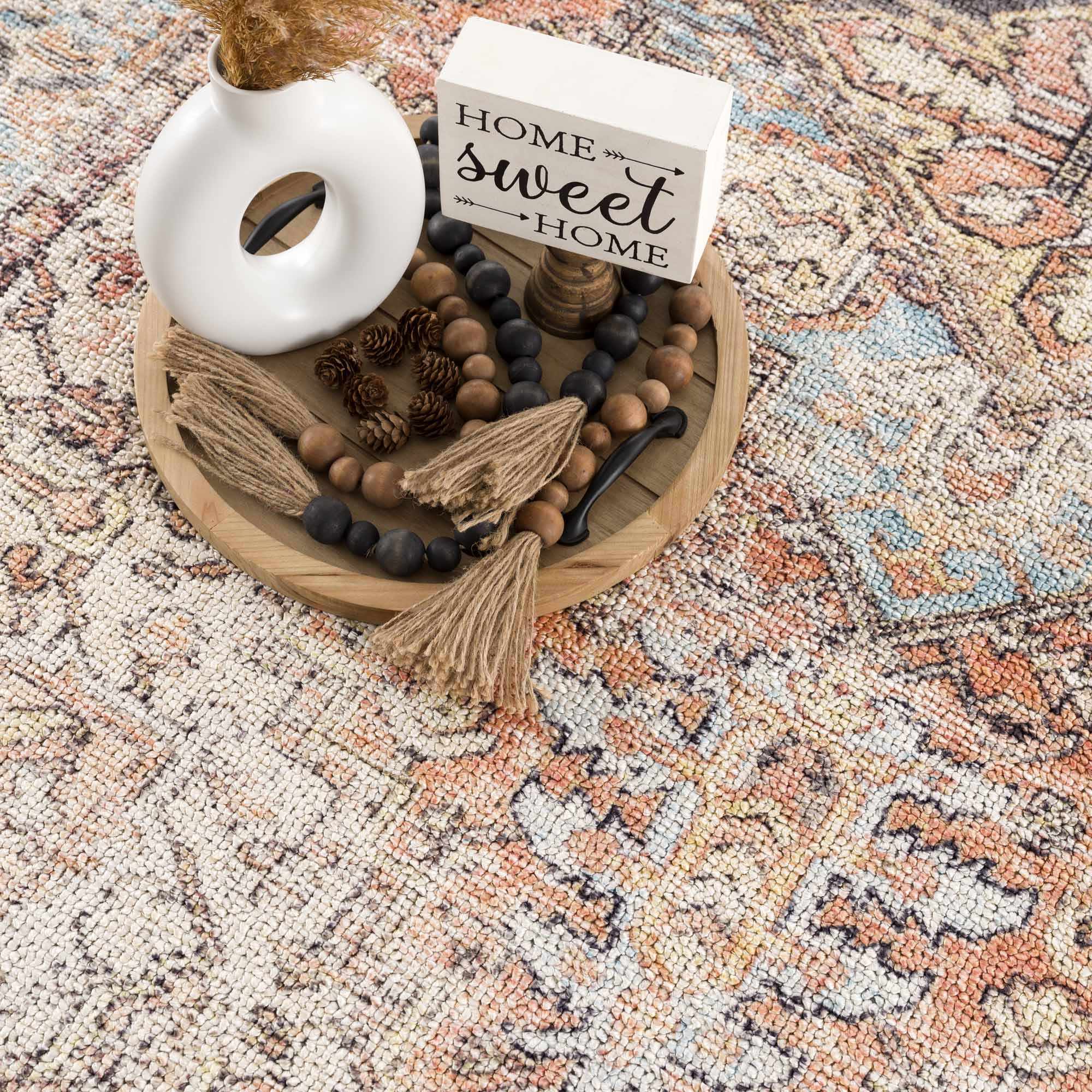 Beck Peach Washable Area Rug by Hauteloom