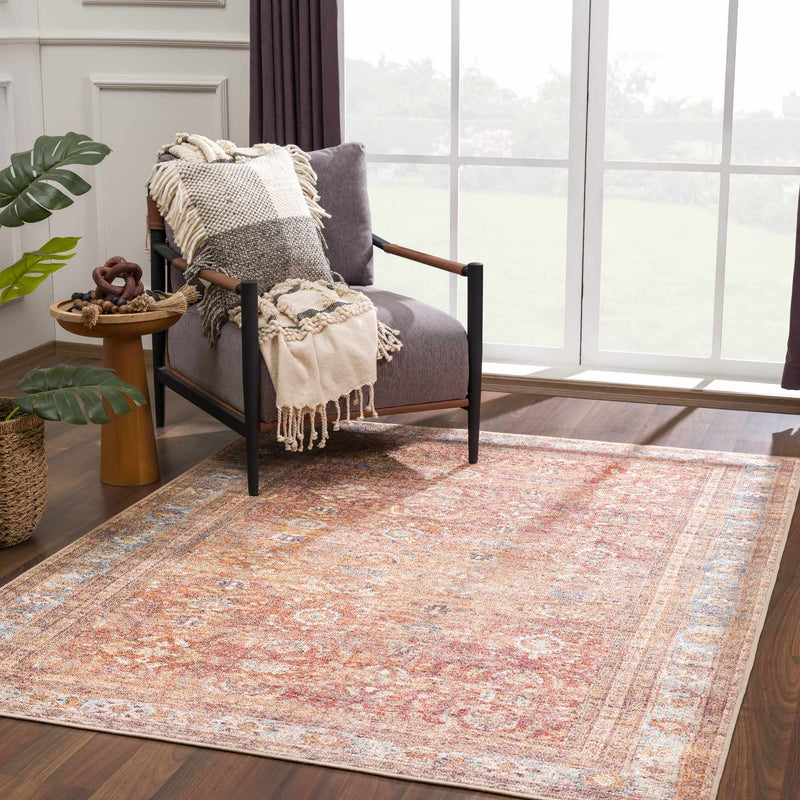 Anshu Peach Washable Area Rug by Hauteloom
