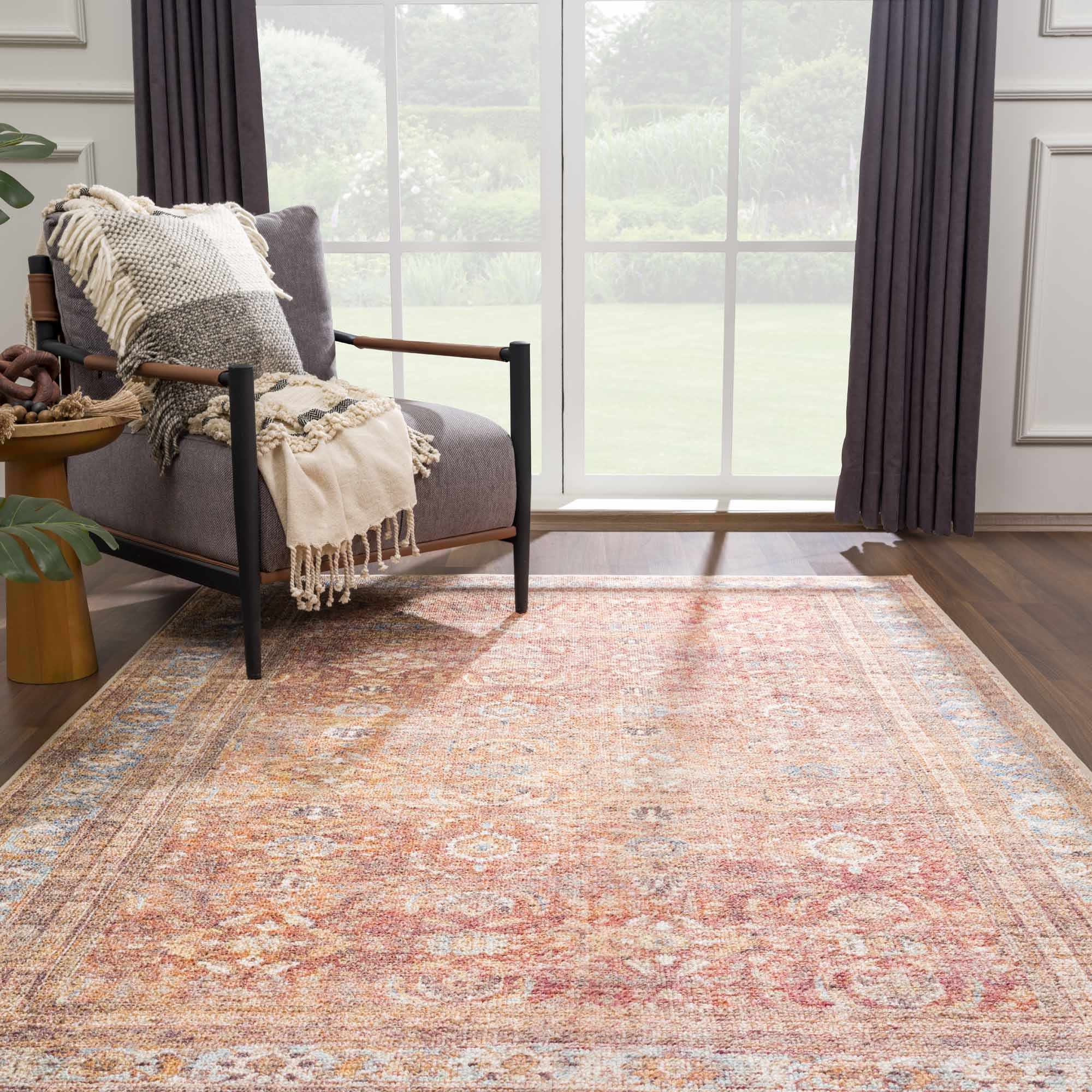 Anshu Peach Washable Area Rug by Hauteloom