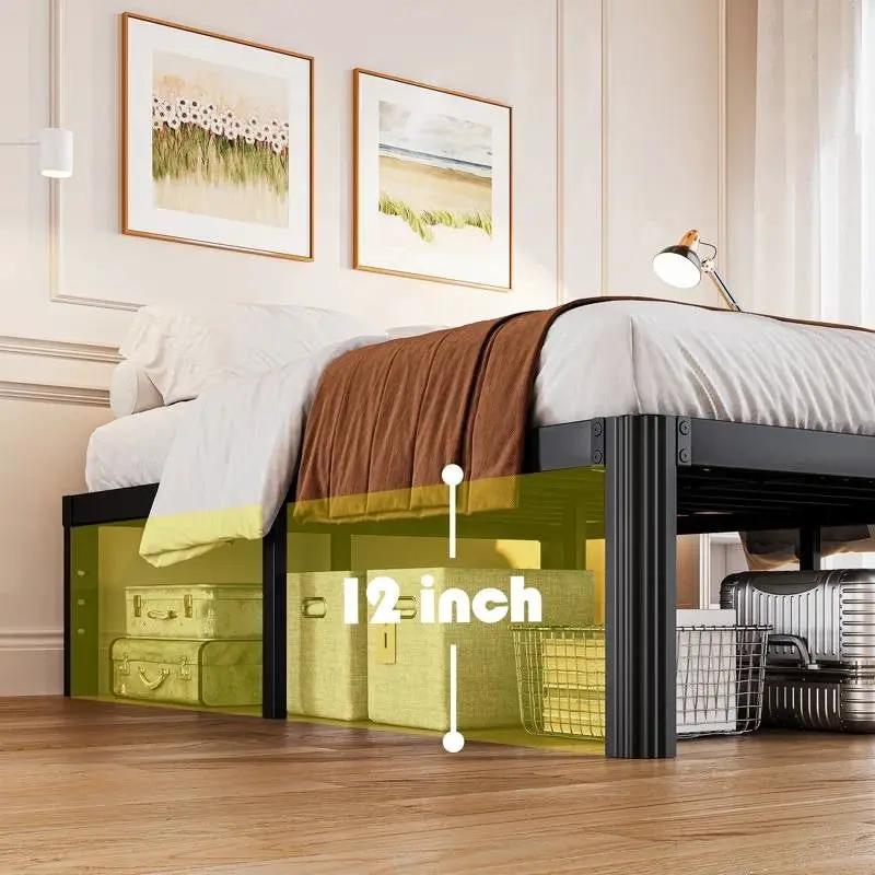 California King size Heavy Duty Metal Bed Frame with Round Edge Legs by HomePacific