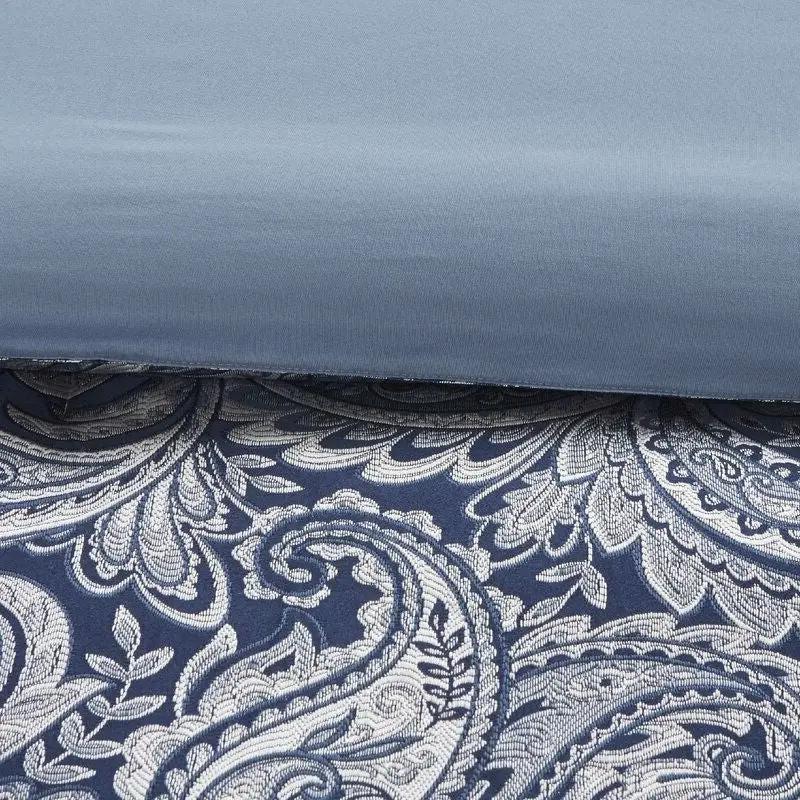 California King 12-piece Reversible Microfiber Comforter Set Navy Blue White by HomePacific
