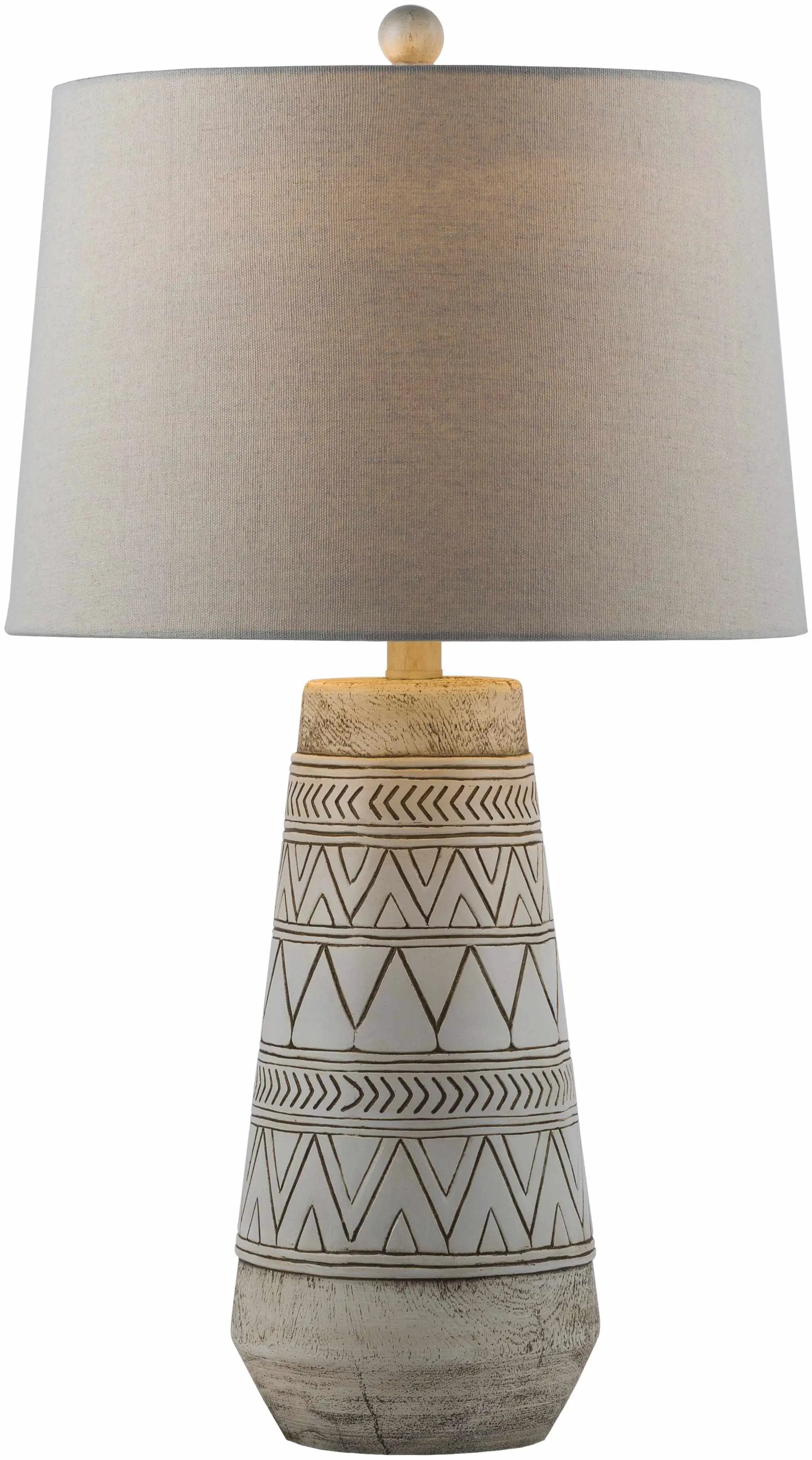 Tan and Cream Resin Lamp with White Linen Table Lamp - Clearance by Boutique Rugs