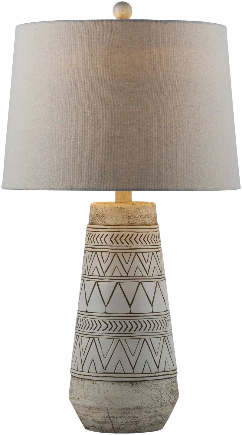 Tan and Cream Resin Lamp with White Linen Table Lamp - Clearance by Boutique Rugs
