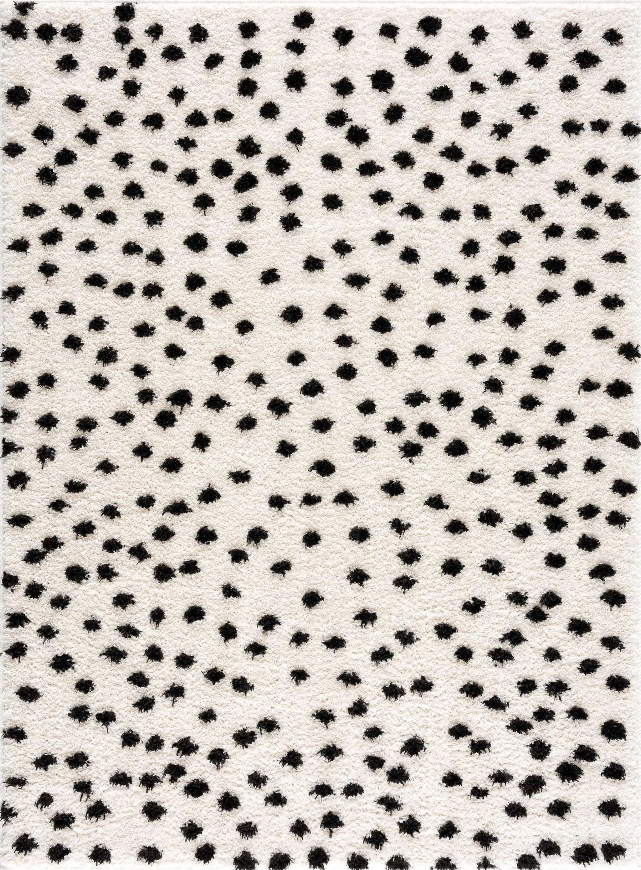 Cansu Black & White Dotted Area Rug by Hauteloom