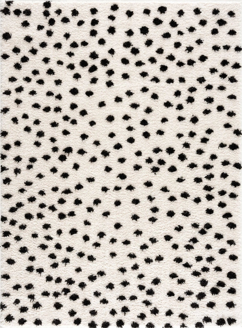 Cansu Black & White Dotted Area Rug by Hauteloom