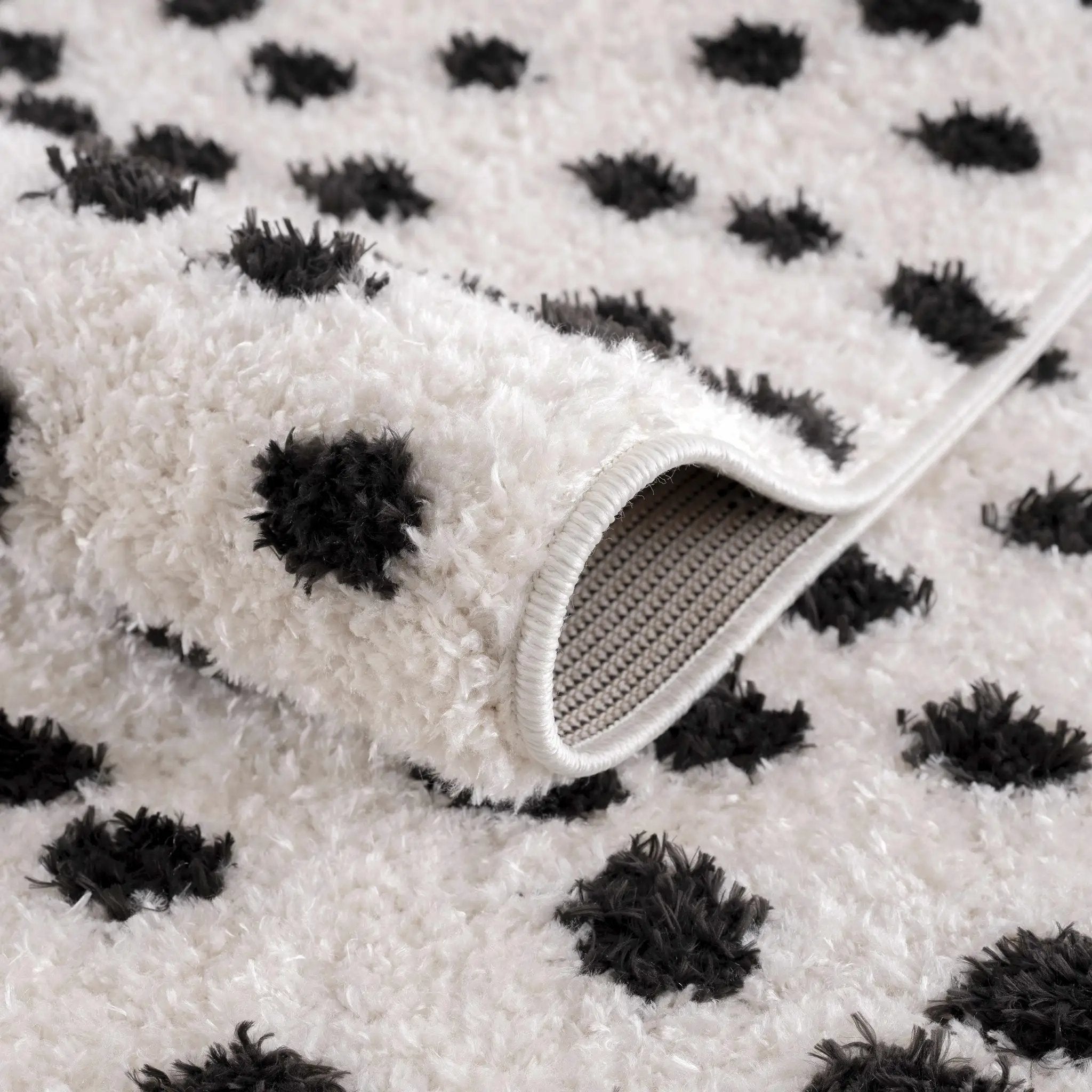 Cansu Black & White Dotted Area Rug by Hauteloom