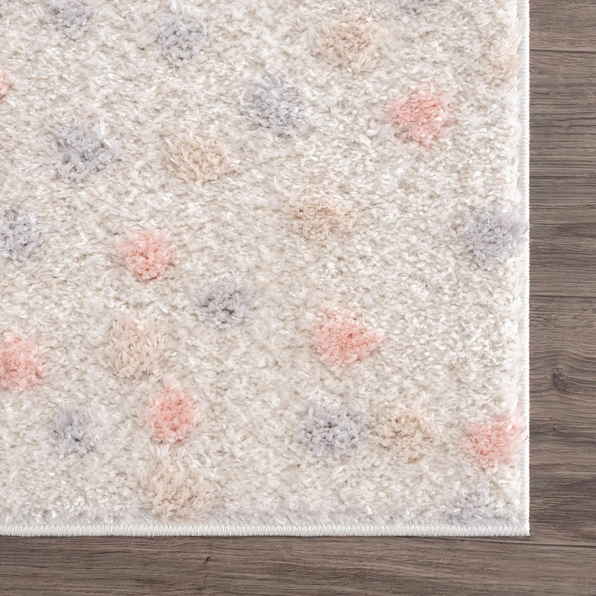 Cansu Pink & Cream Dotted Area Rug by Hauteloom