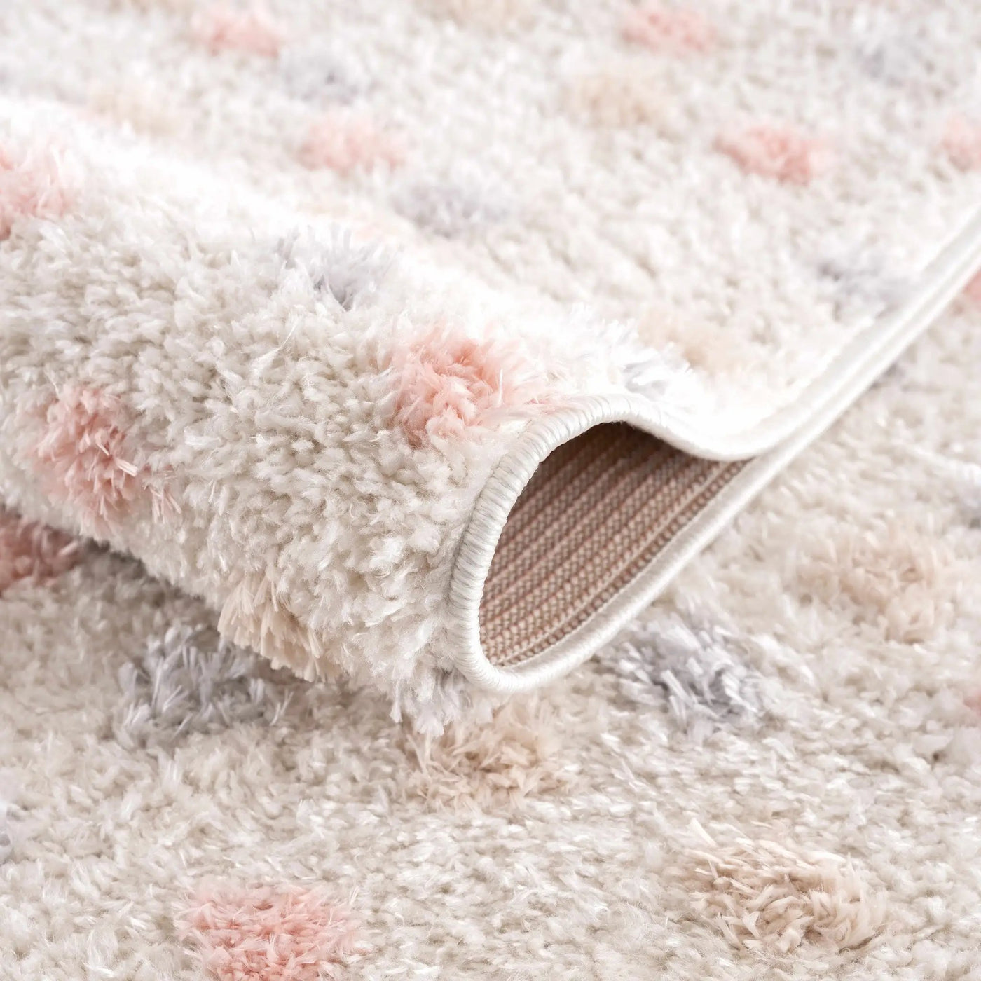 Cansu Pink & Cream Dotted Area Rug by Boutique Rugs