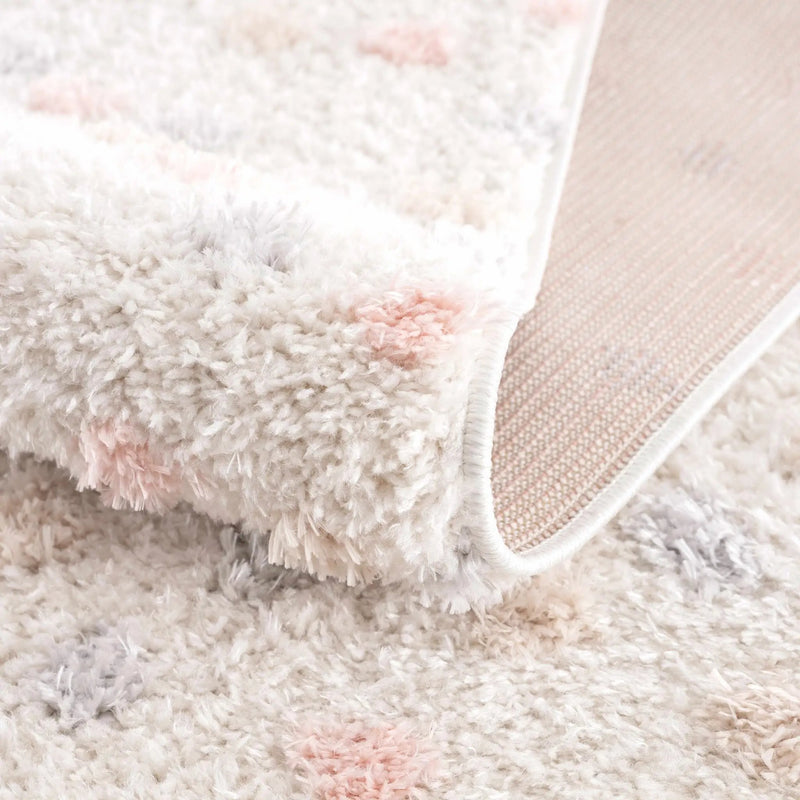 Cansu Pink & Cream Dotted Area Rug by Hauteloom