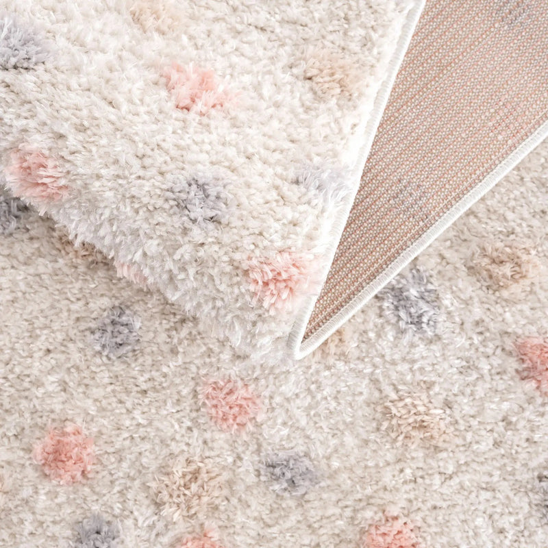 Cansu Pink & Cream Dotted Area Rug by Boutique Rugs