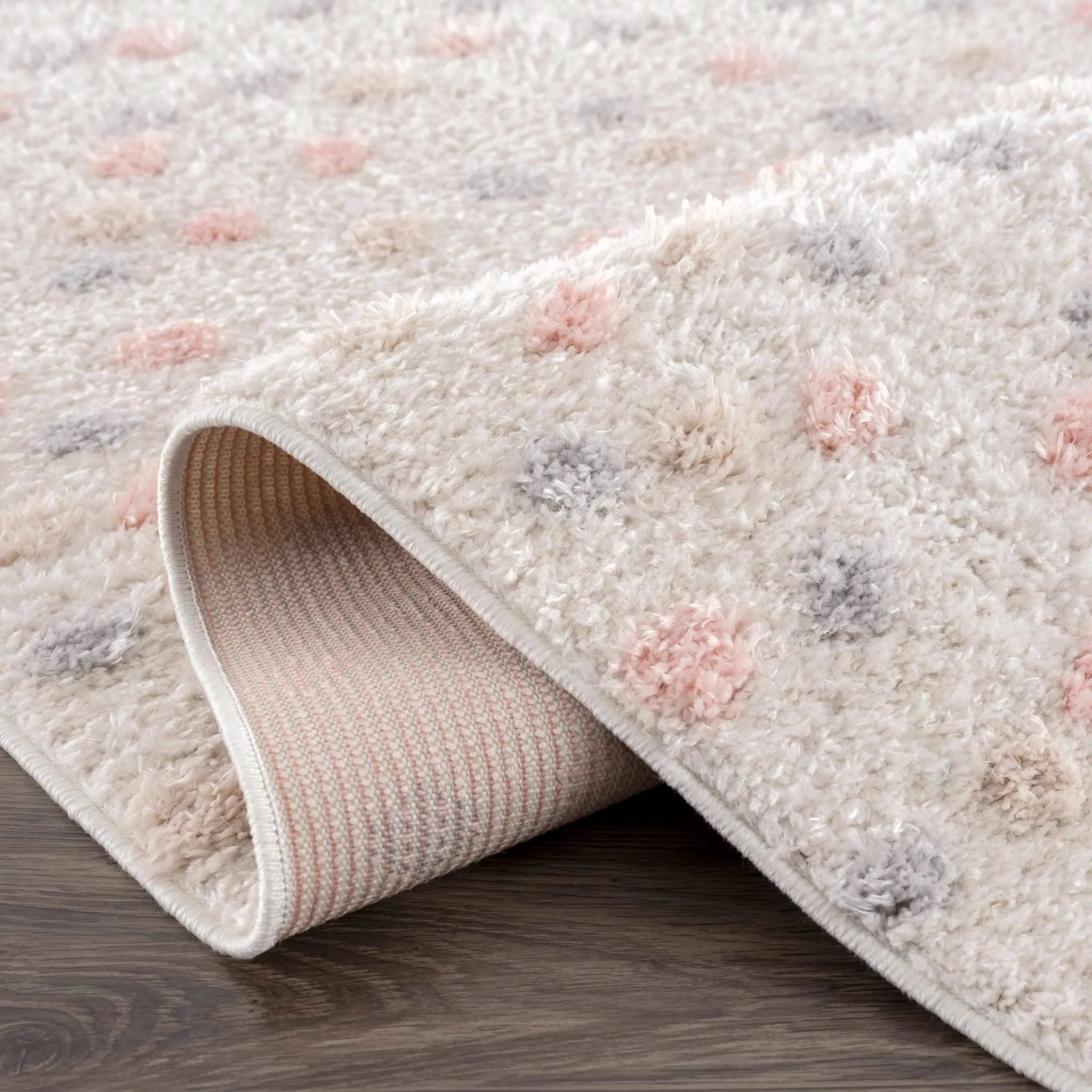 Cansu Pink & Cream Dotted Area Rug by Boutique Rugs